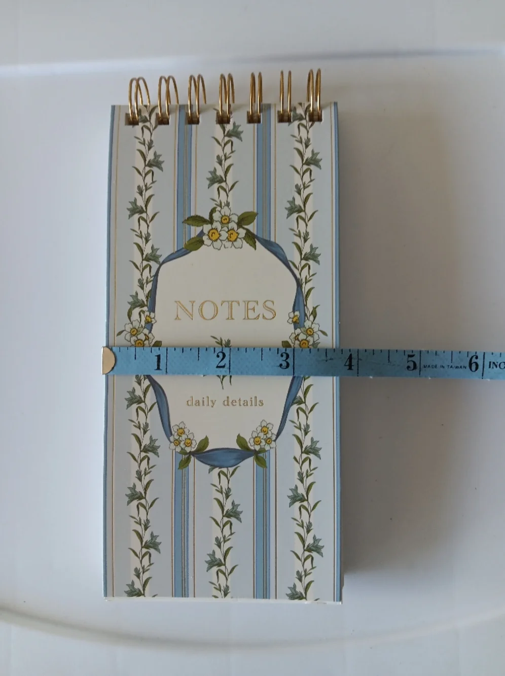 Punch Studios Spiral Bound Top Flip Notebook Lined 125 Sheets Floral Ribbon Blue